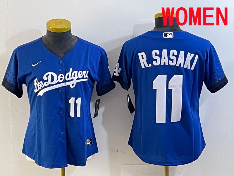 Women Los Angeles Dodgers 11 R.Sasaki Blue City Edition Game 2025 Nike MLB Jersey style 3